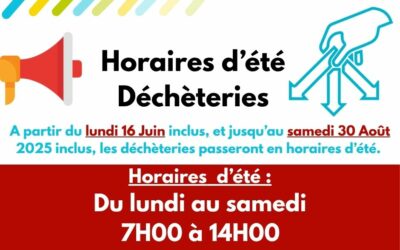 Horaires d’été des déchèteries