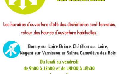 Fin des horaires d&rsquo;été 2026 pour les déchèteries du SMICTOM